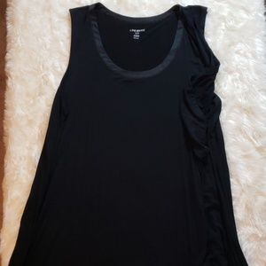 Tunic length tank w ruffle/waterfall detail